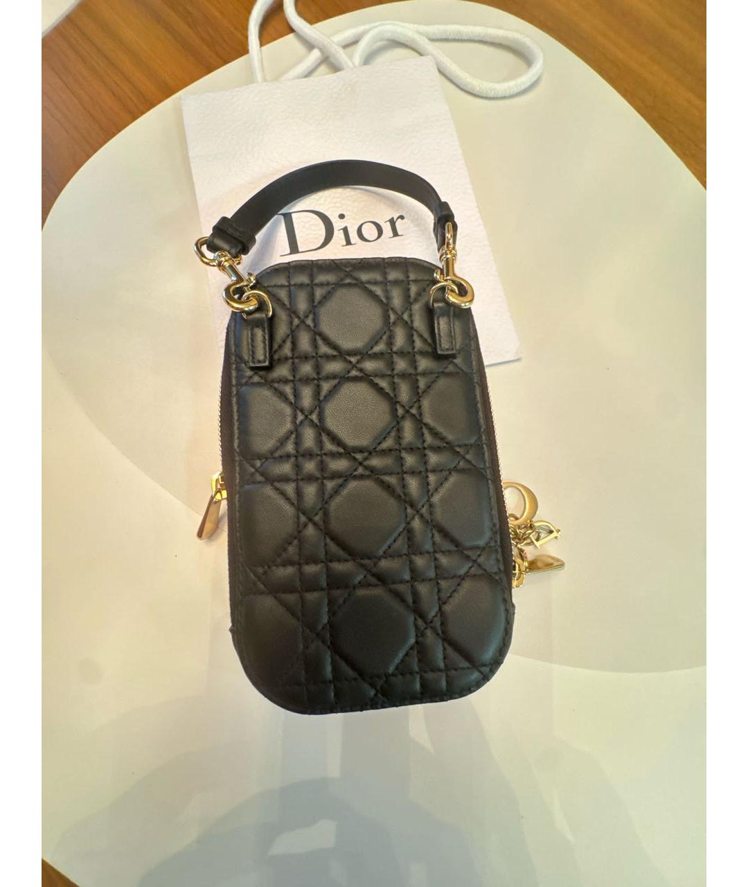 CHRISTIAN DIOR Черная кожаная сумка через плечо, фото 2