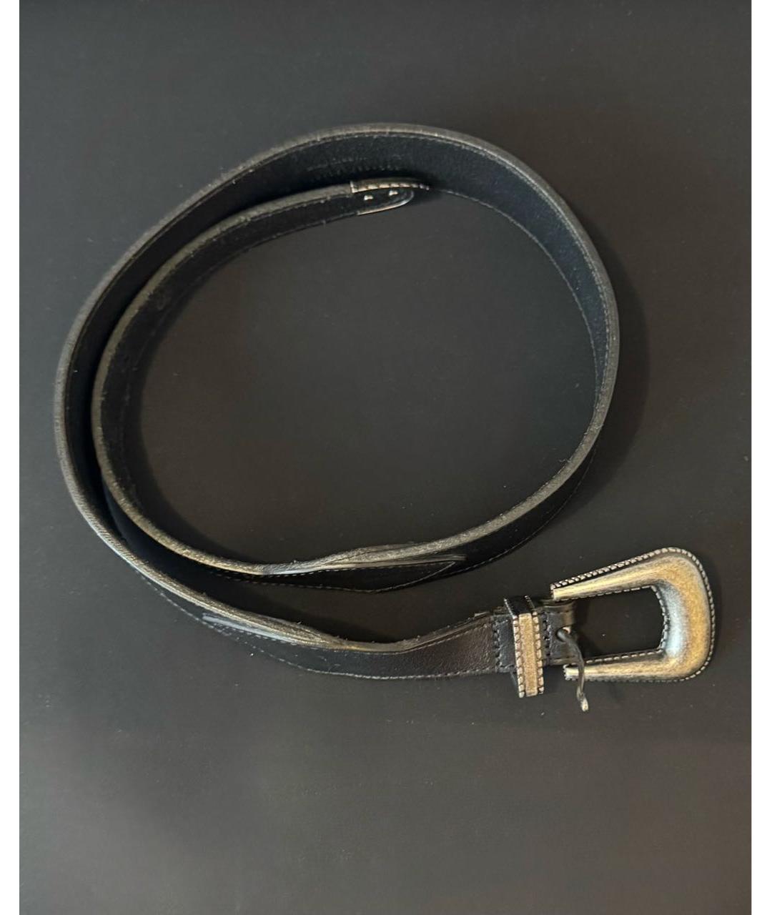 SAINT LAURENT Черный кожаный ремень, фото 2