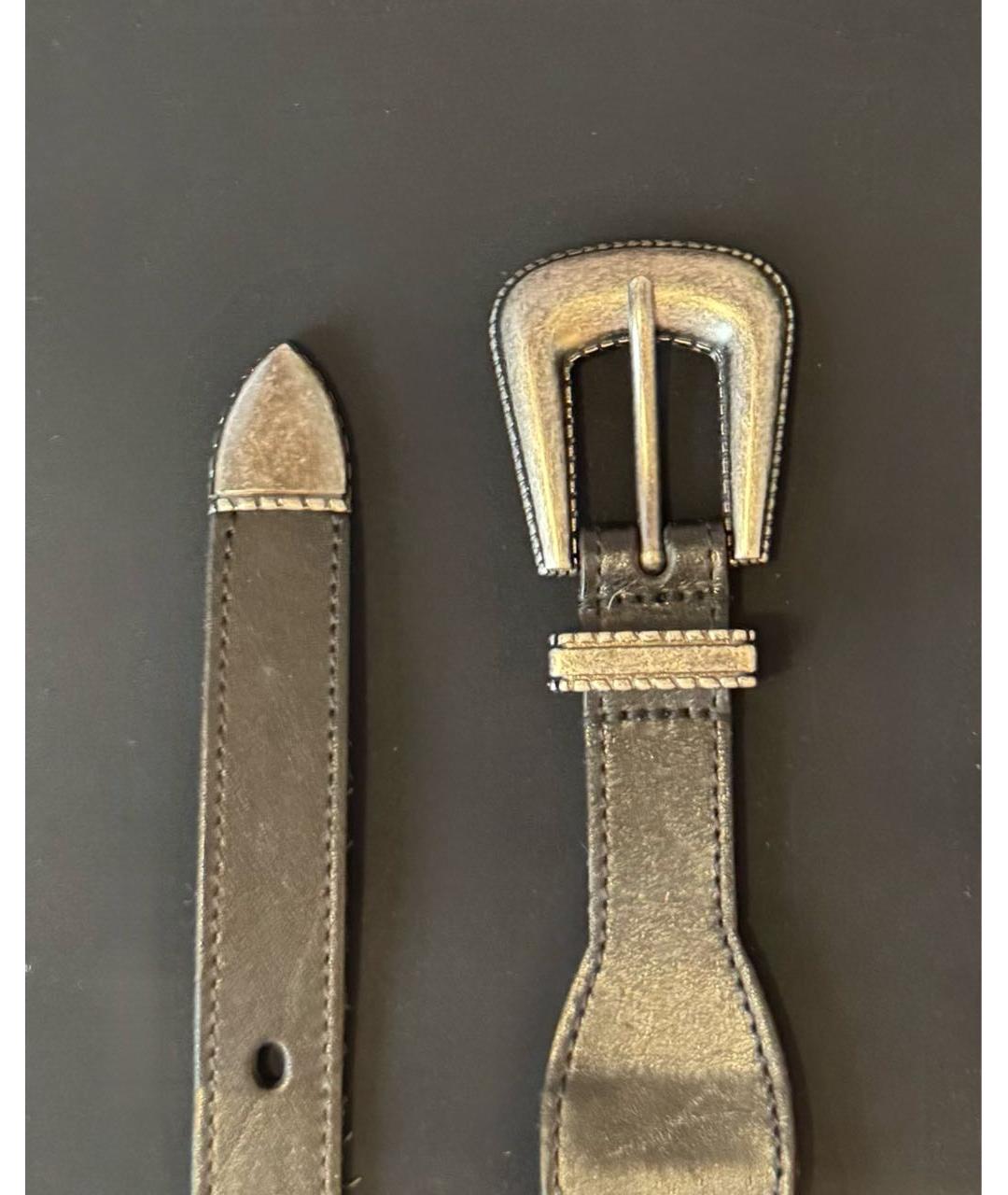 SAINT LAURENT Черный кожаный ремень, фото 3