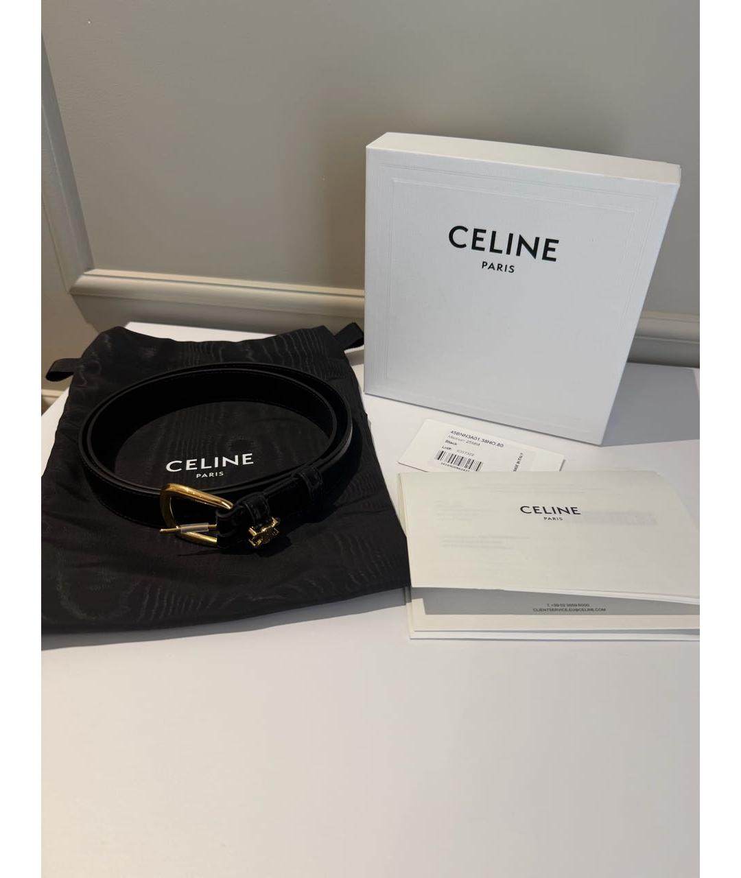 CELINE Черный кожаный ремень, фото 4