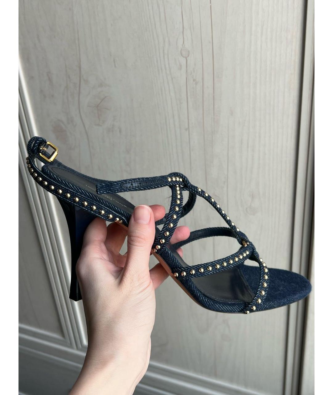 LOUIS VUITTON Темно-синие текстильные босоножки, фото 5