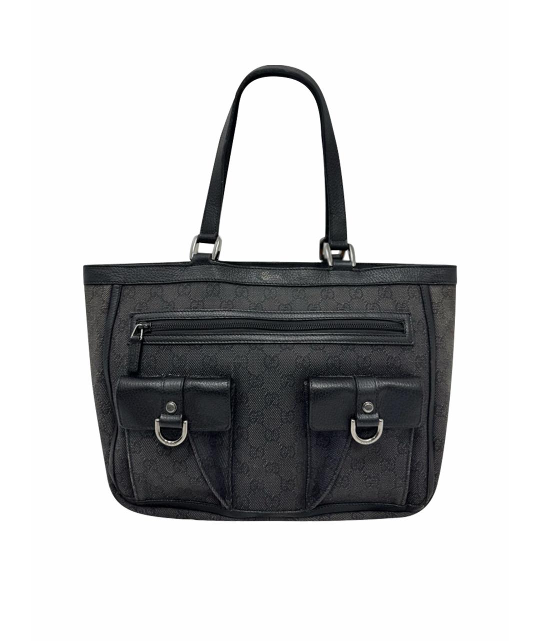 GUCCI Черная кожаная сумка тоут, фото 1