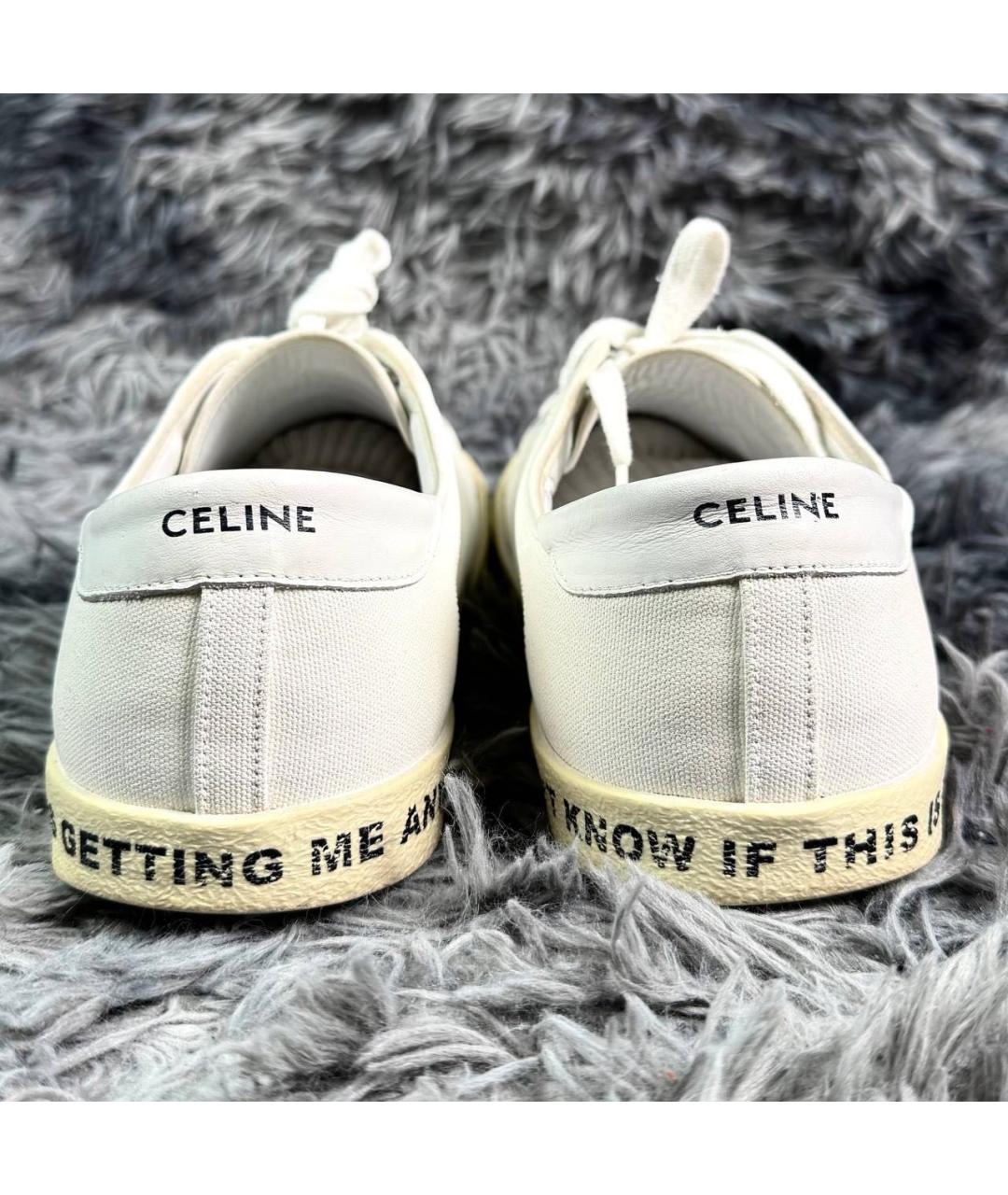 CELINE Белые кожаные низкие кроссовки / кеды, фото 6