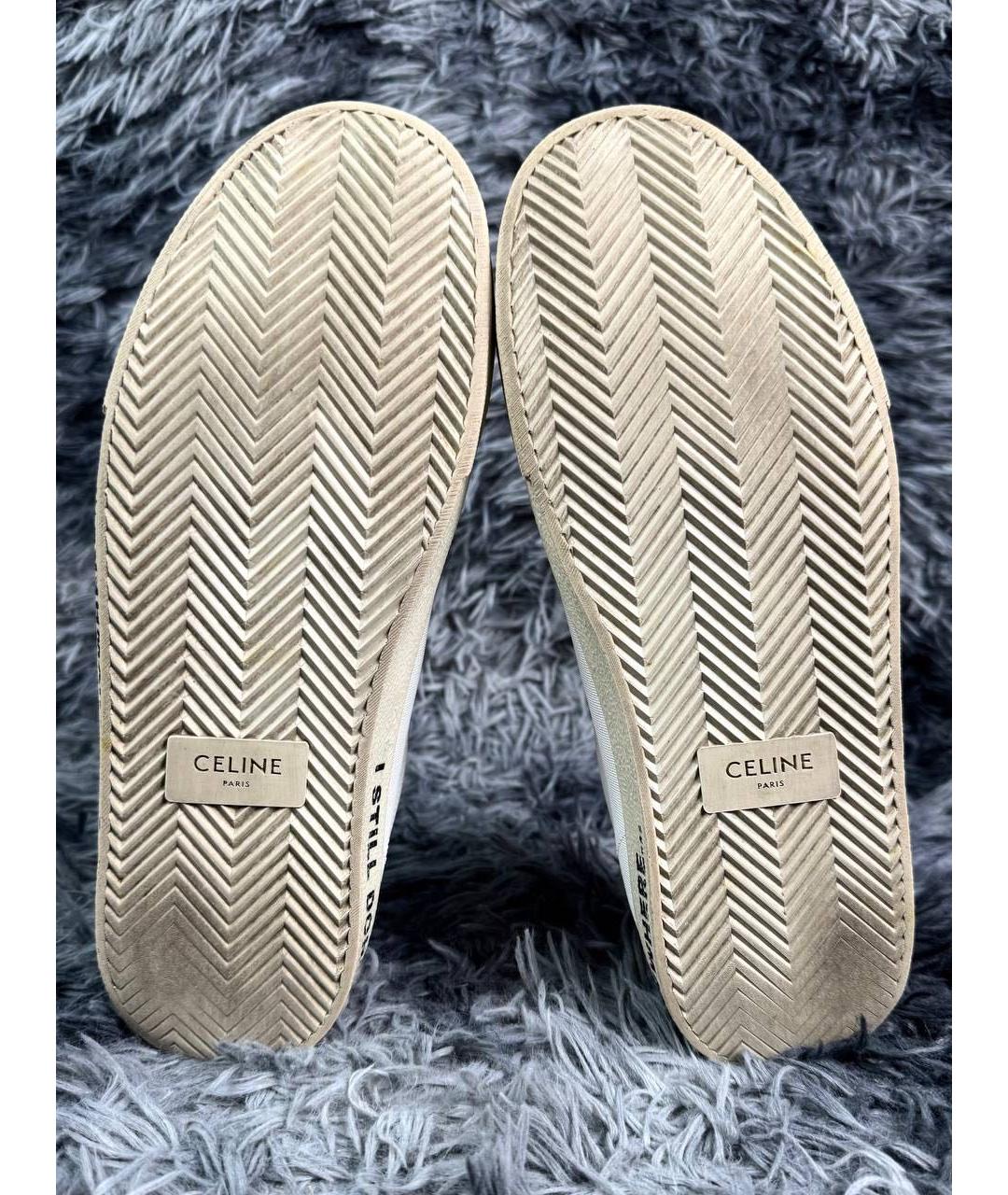 CELINE Белые кожаные низкие кроссовки / кеды, фото 5