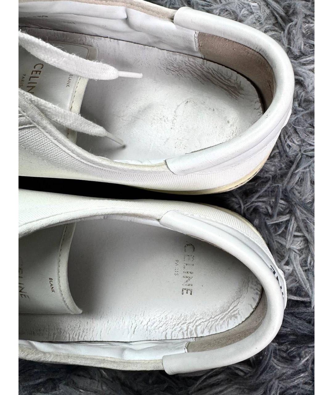 CELINE Белые кожаные низкие кроссовки / кеды, фото 7