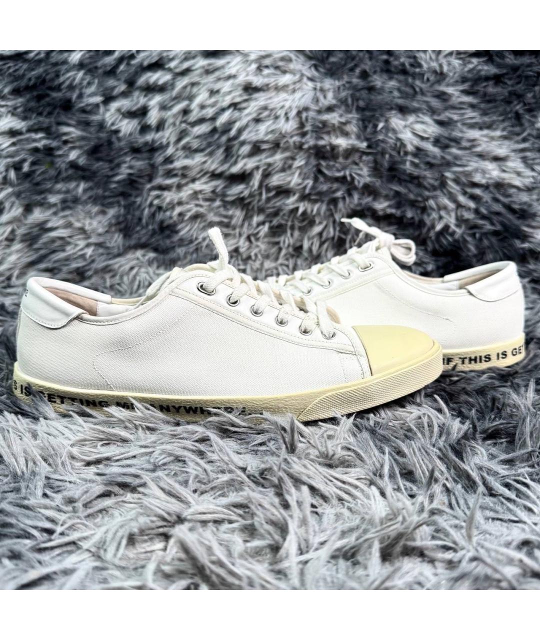 CELINE Белые кожаные низкие кроссовки / кеды, фото 4