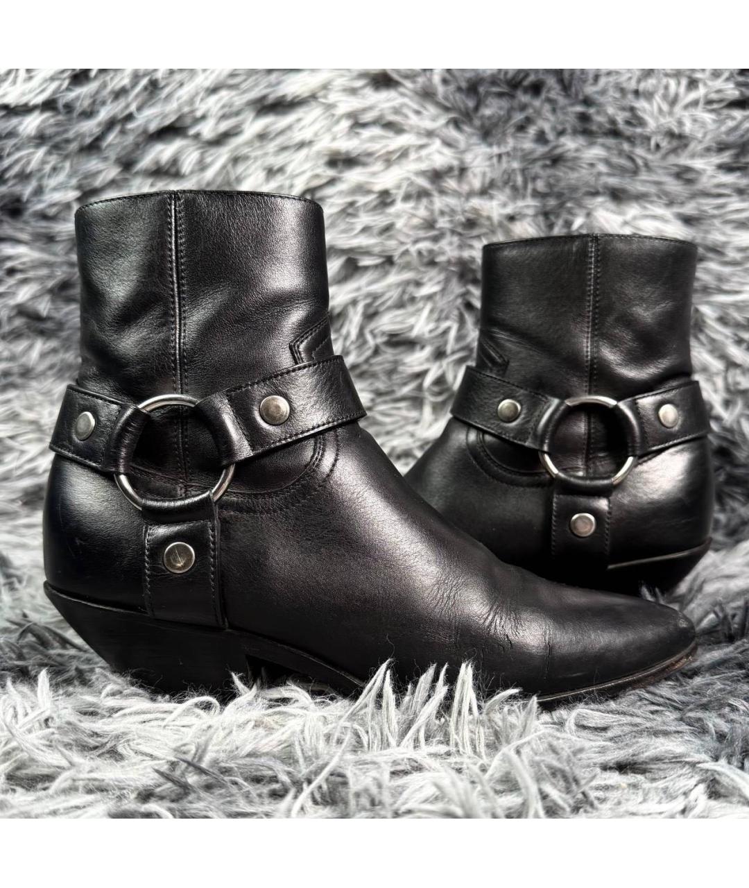 SAINT LAURENT Черные кожаные ботинки, фото 8