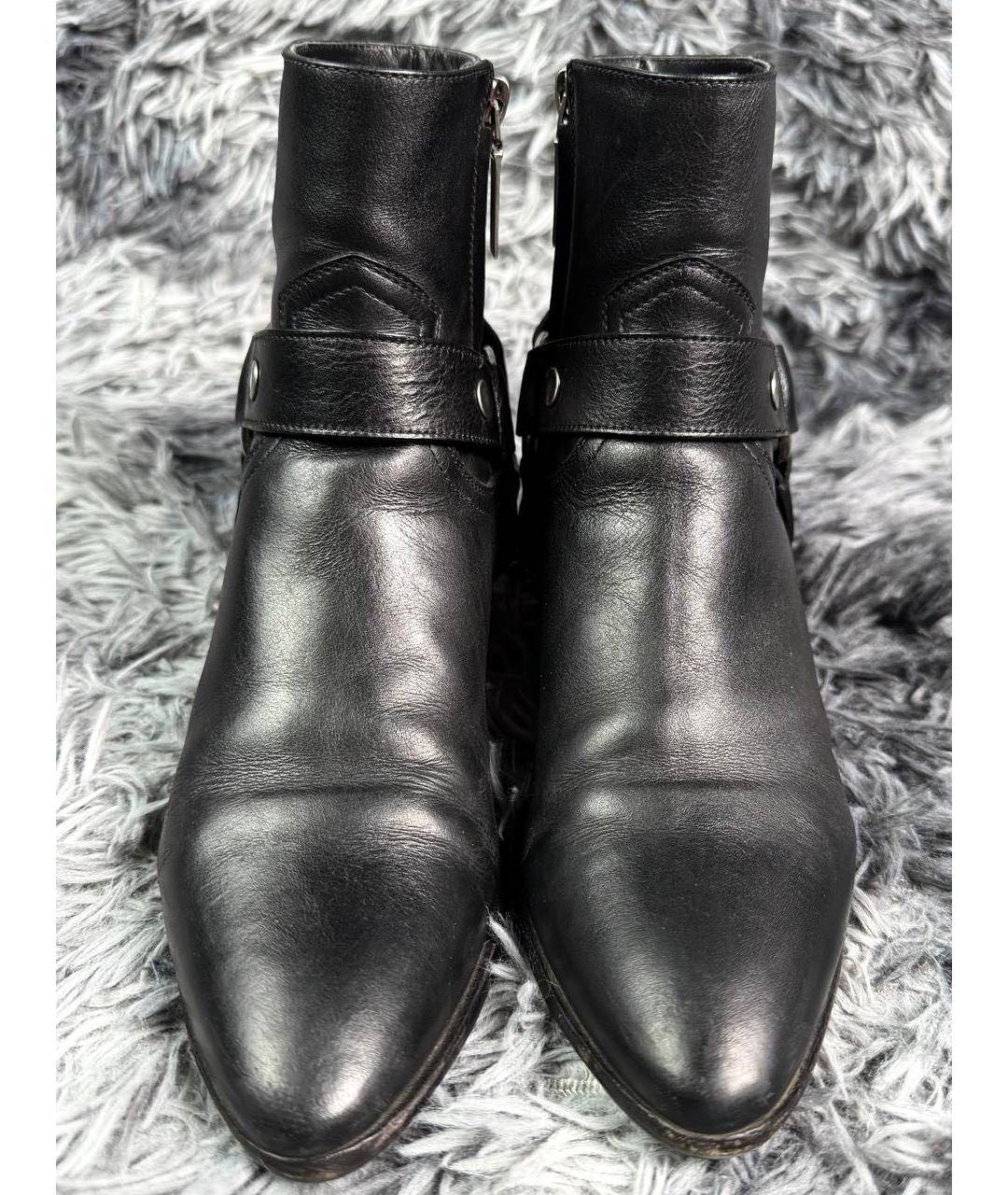 SAINT LAURENT Черные кожаные ботинки, фото 3
