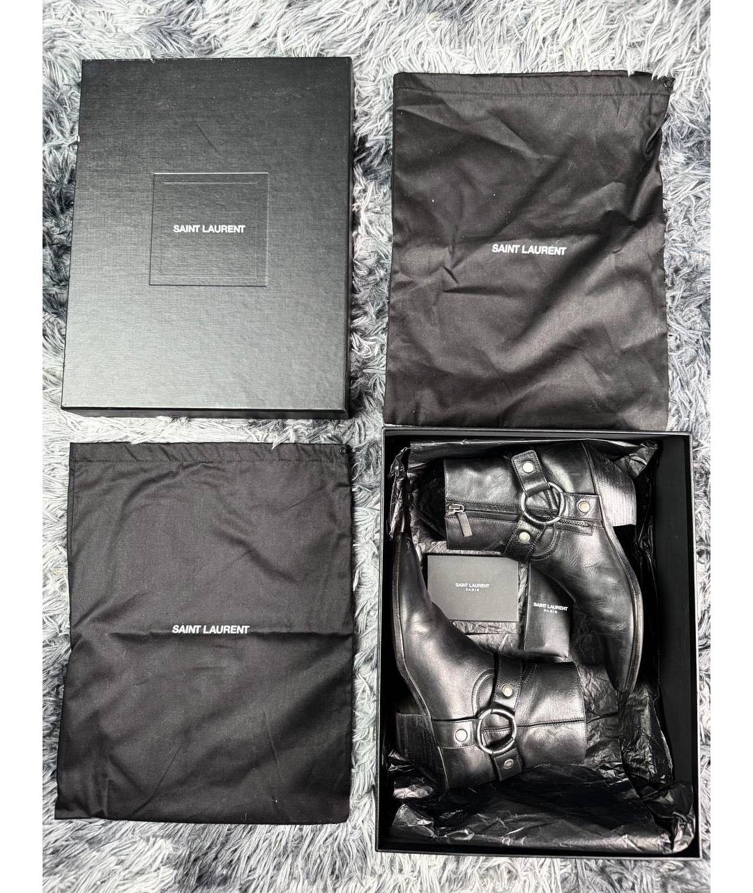 SAINT LAURENT Черные кожаные ботинки, фото 2