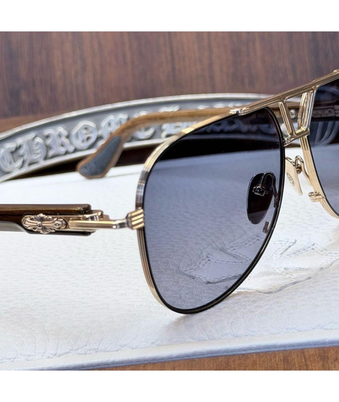 CHROME HEARTS Золотые металлические солнцезащитные очки, фото 5