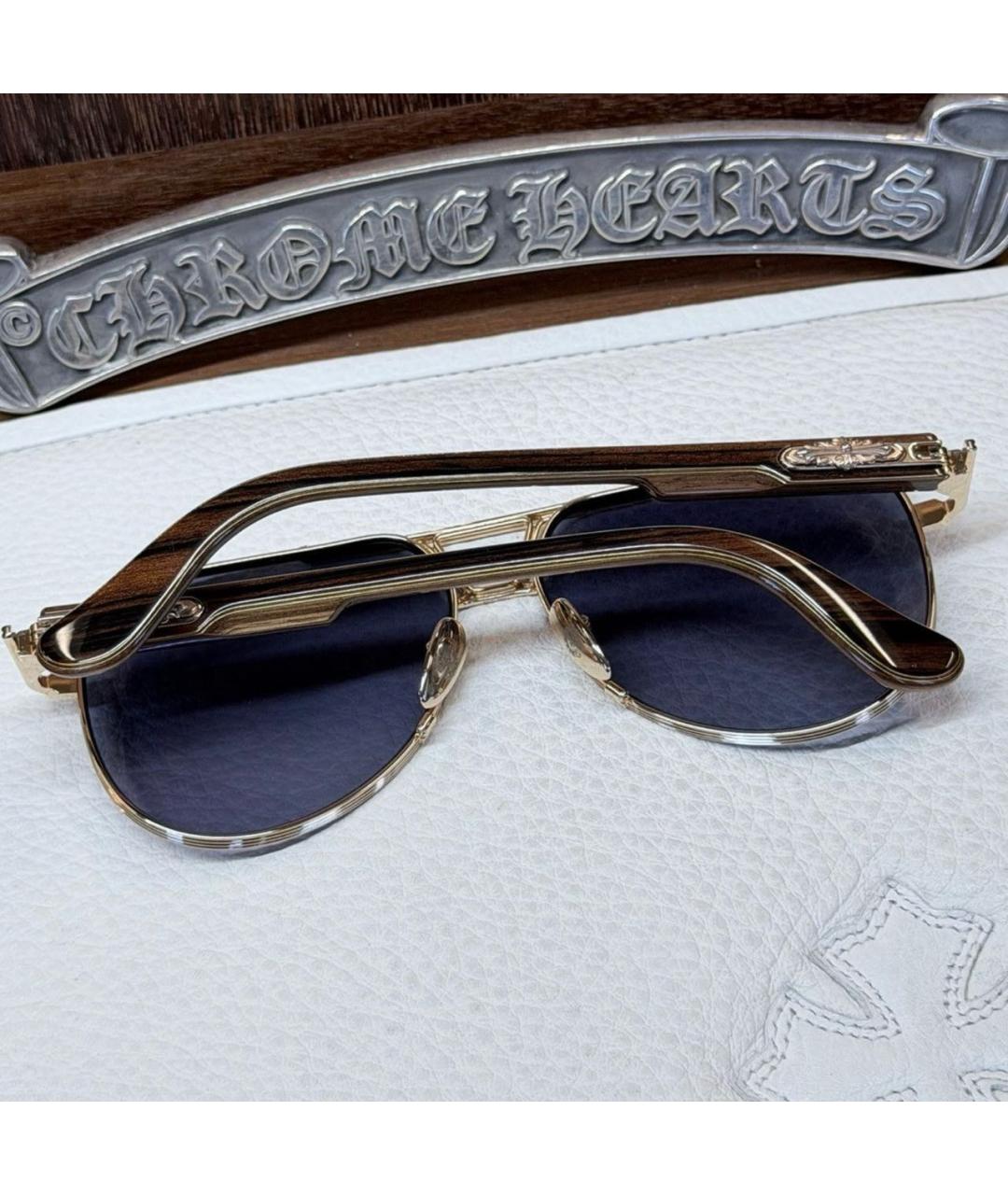 CHROME HEARTS Золотые металлические солнцезащитные очки, фото 2