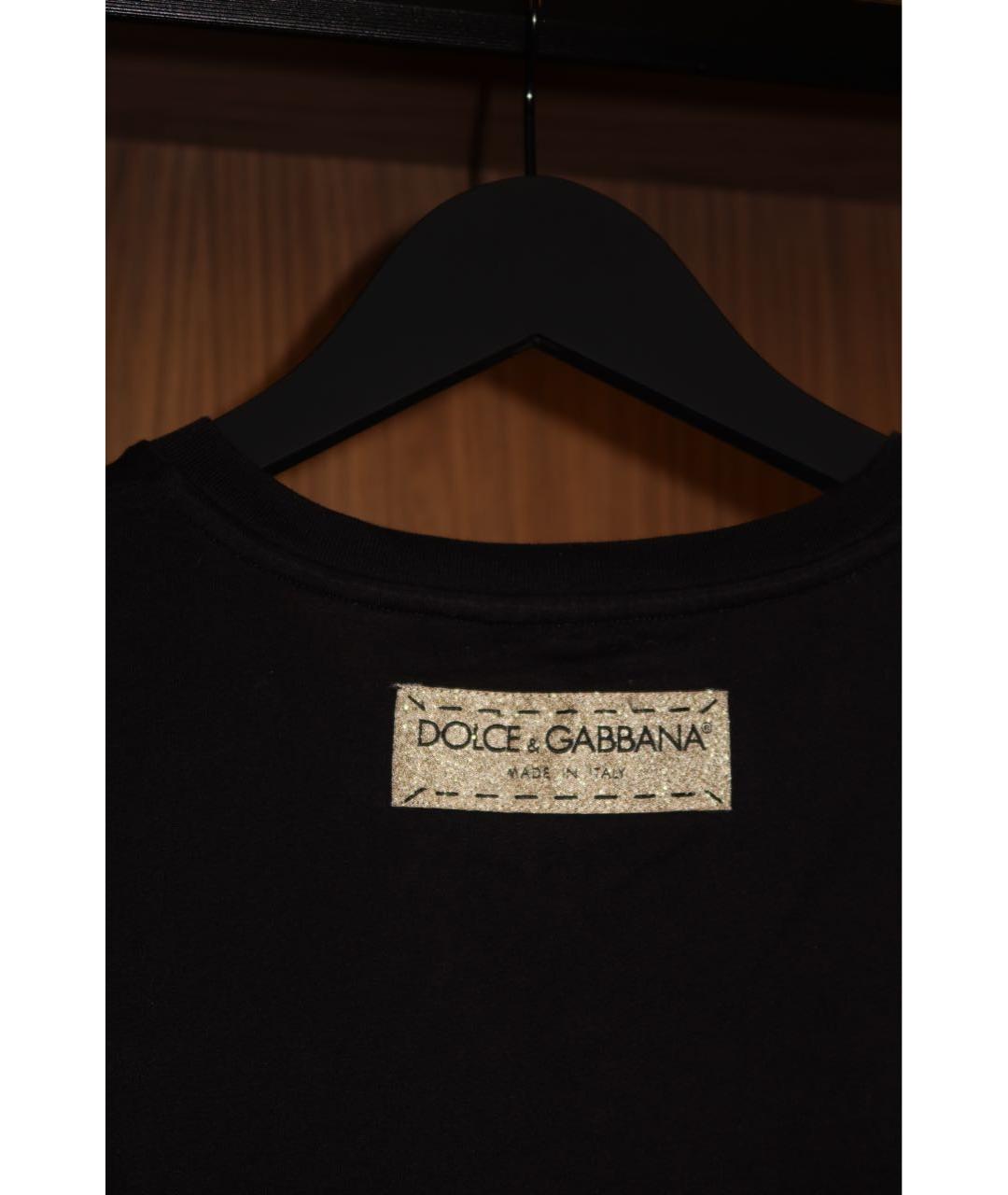 DOLCE&GABBANA Черная хлопковая футболка, фото 4