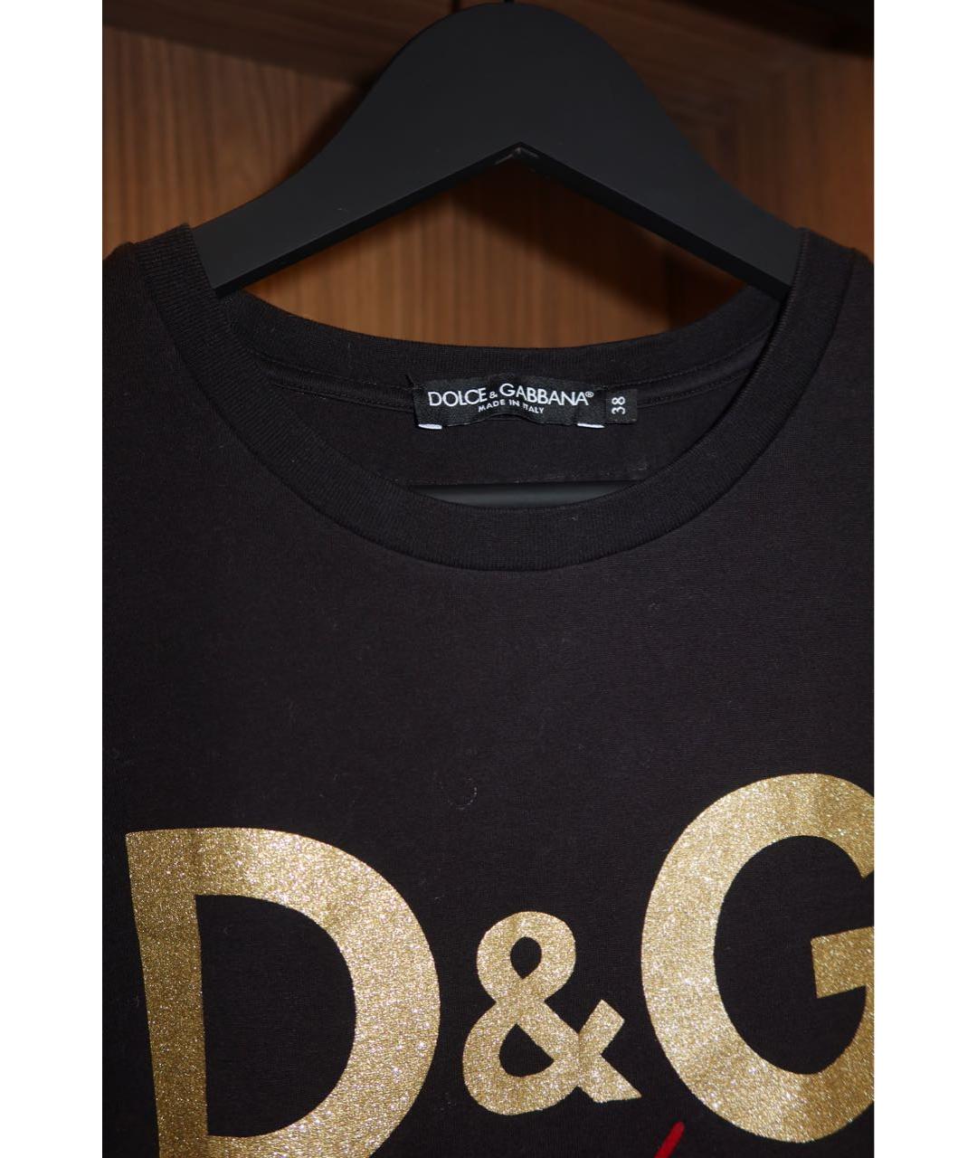 DOLCE&GABBANA Черная хлопковая футболка, фото 3