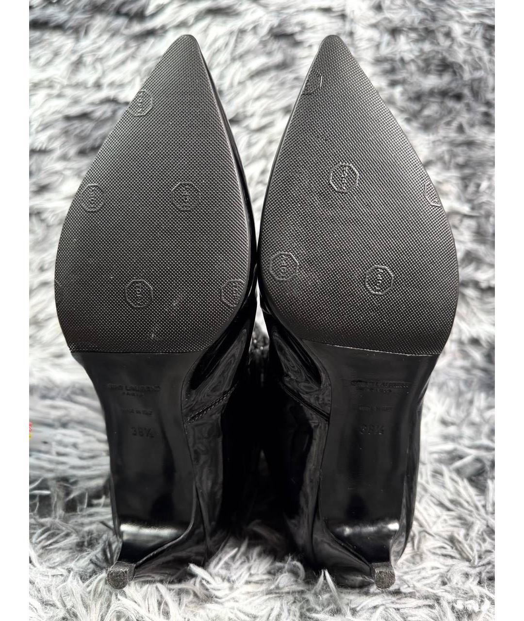 SAINT LAURENT Черные кожаные сапоги, фото 4