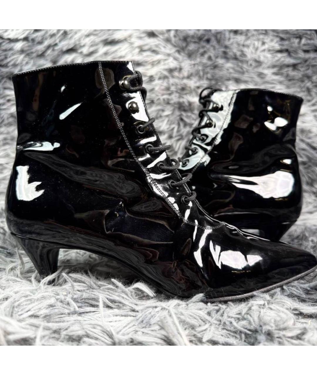 SAINT LAURENT Черные кожаные сапоги, фото 2