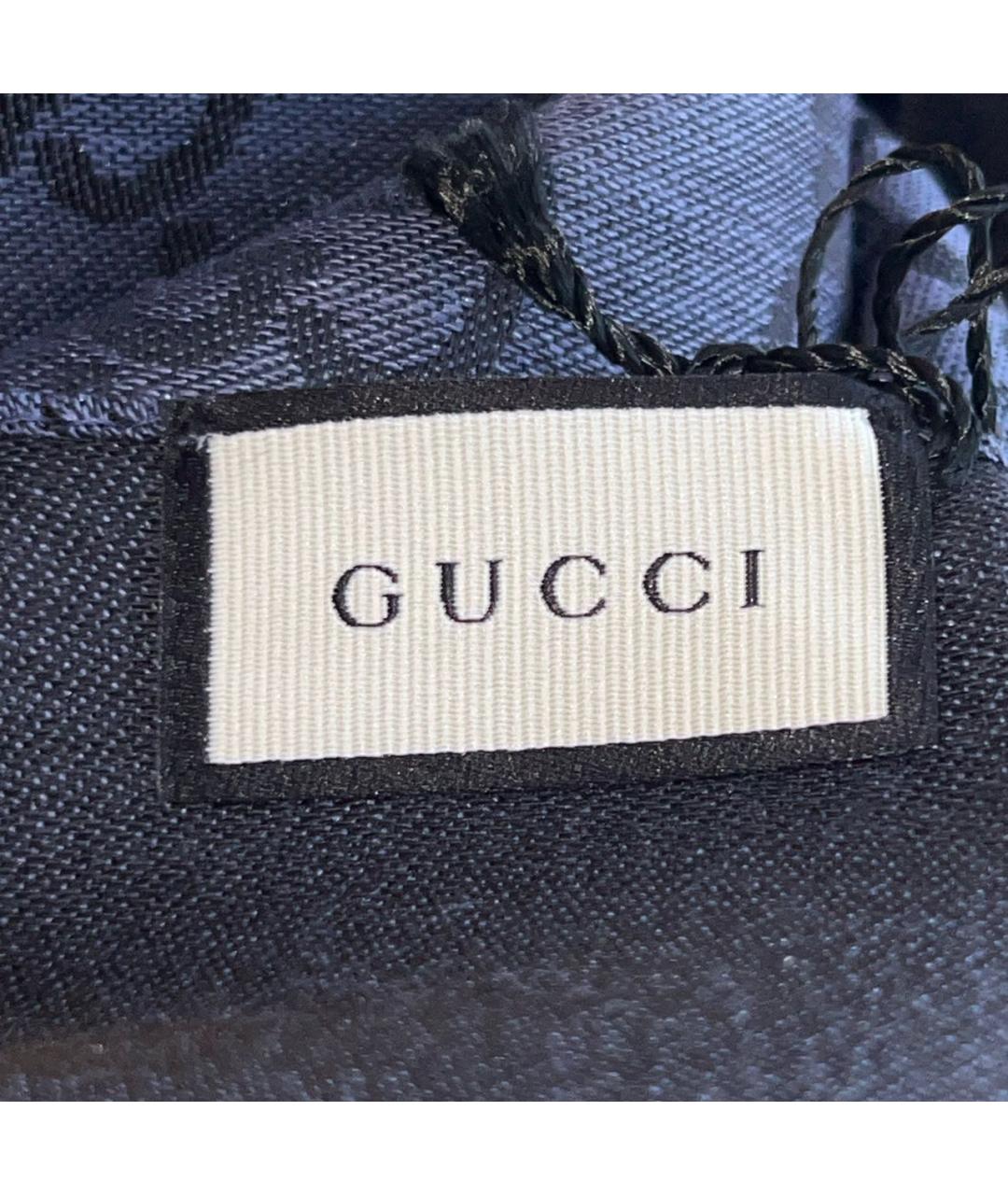 GUCCI Темно-синий шерстяной шарф, фото 6
