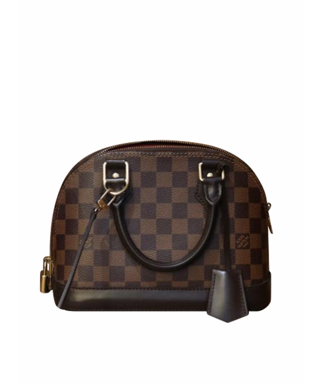 LOUIS VUITTON Коричневая кожаная сумка с короткими ручками, фото 6