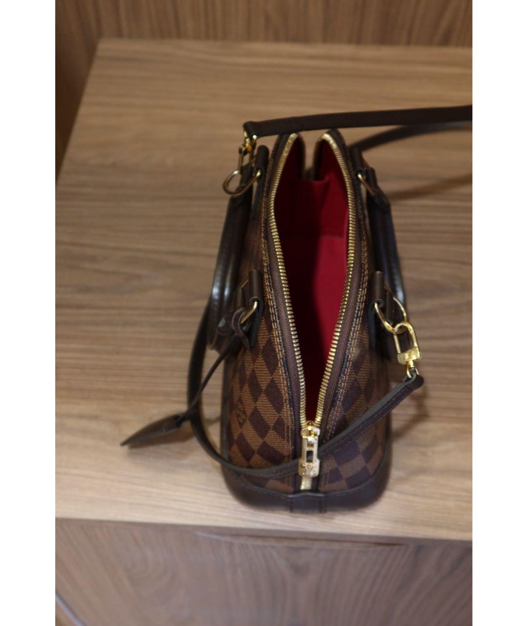 LOUIS VUITTON Коричневая кожаная сумка с короткими ручками, фото 4