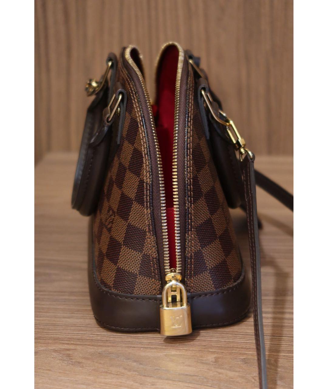 LOUIS VUITTON Коричневая кожаная сумка с короткими ручками, фото 3