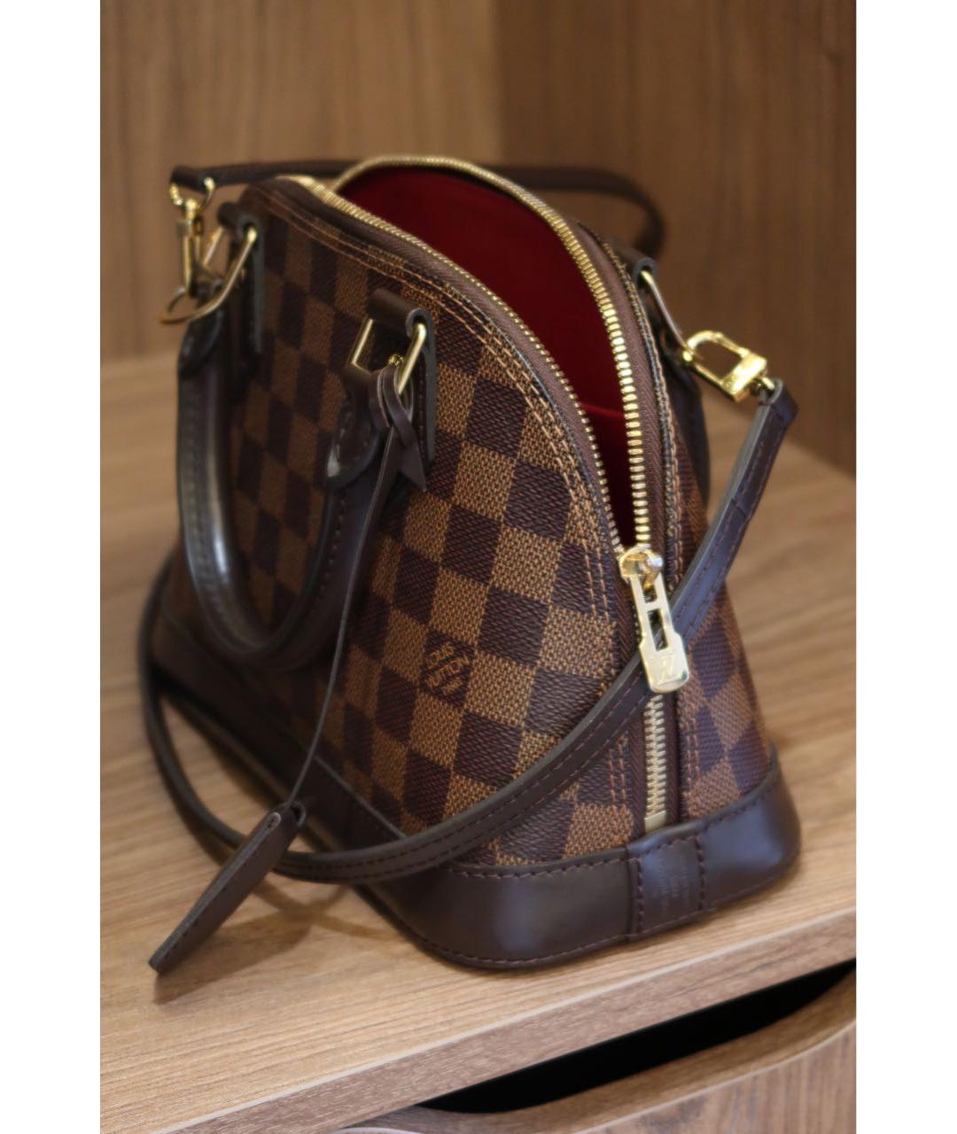 LOUIS VUITTON Коричневая кожаная сумка с короткими ручками, фото 2