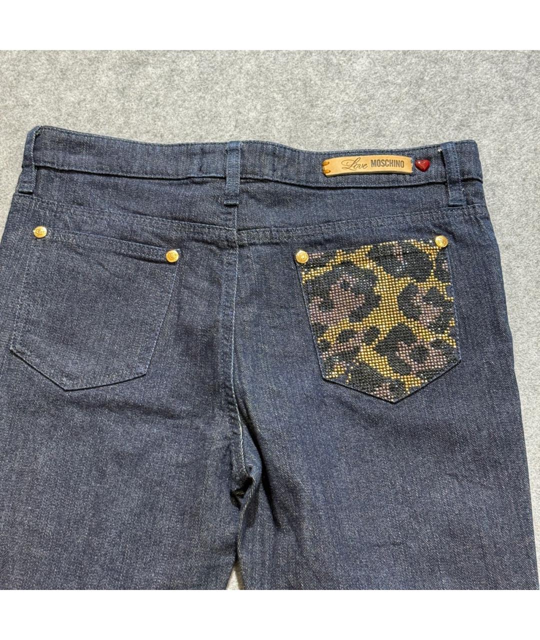 LOVE MOSCHINO Темно-синие хлопко-эластановые прямые джинсы, фото 5