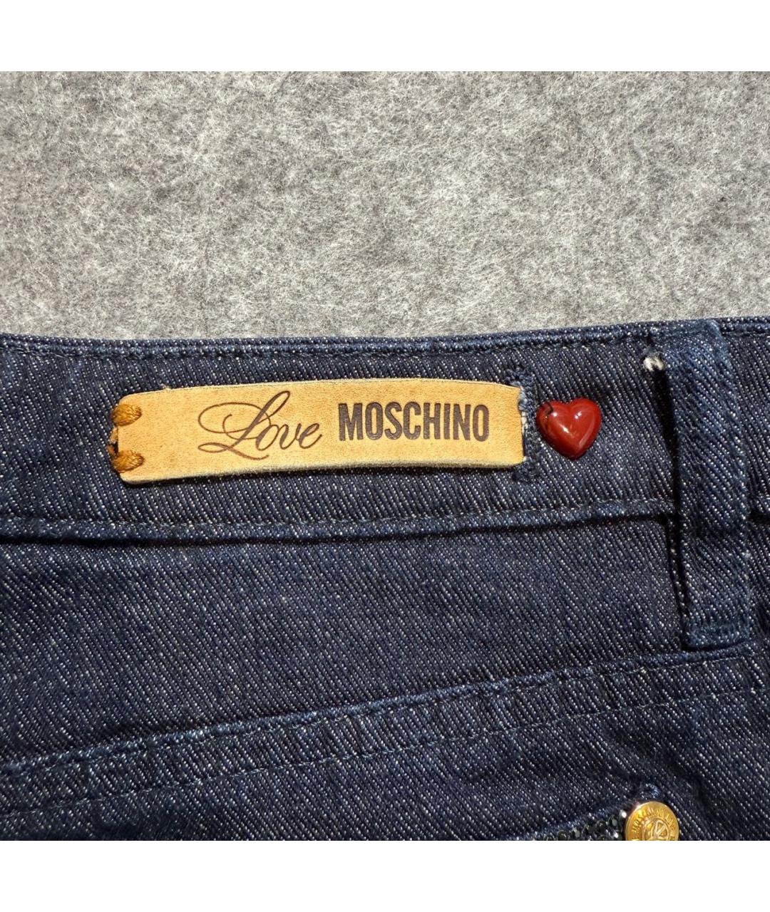 LOVE MOSCHINO Темно-синие хлопко-эластановые прямые джинсы, фото 7