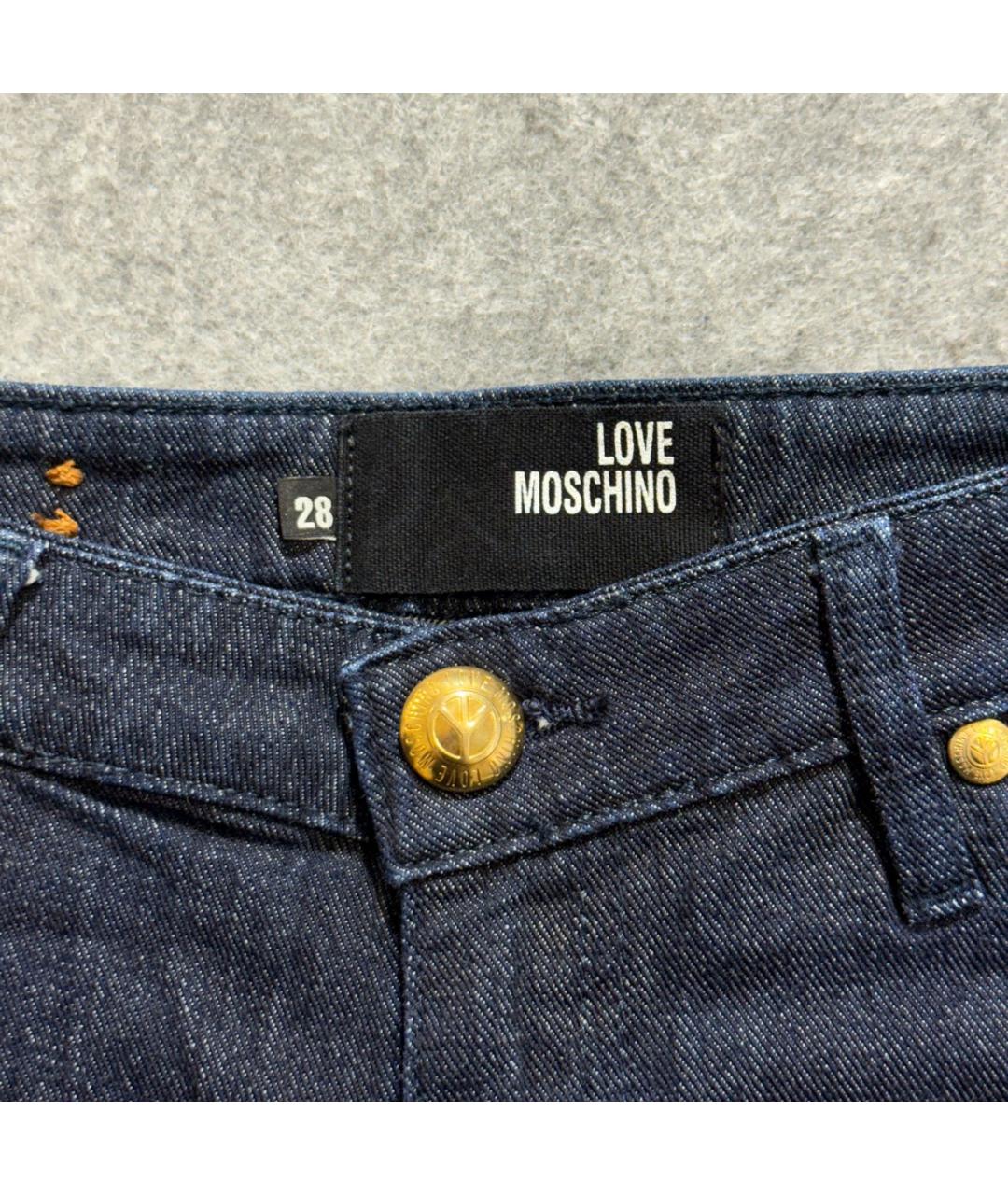 LOVE MOSCHINO Темно-синие хлопко-эластановые прямые джинсы, фото 3