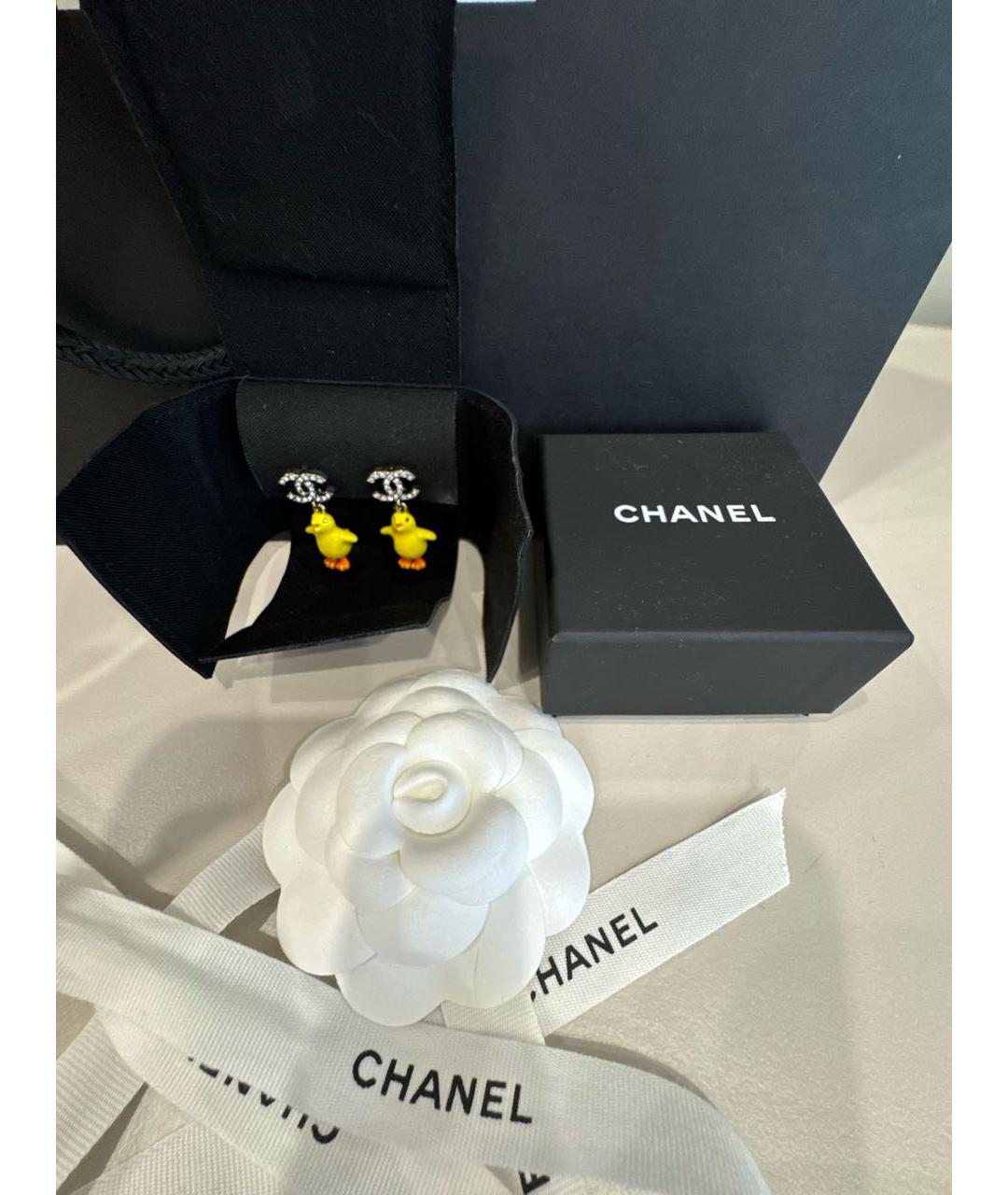 CHANEL Желтые серьги, фото 3