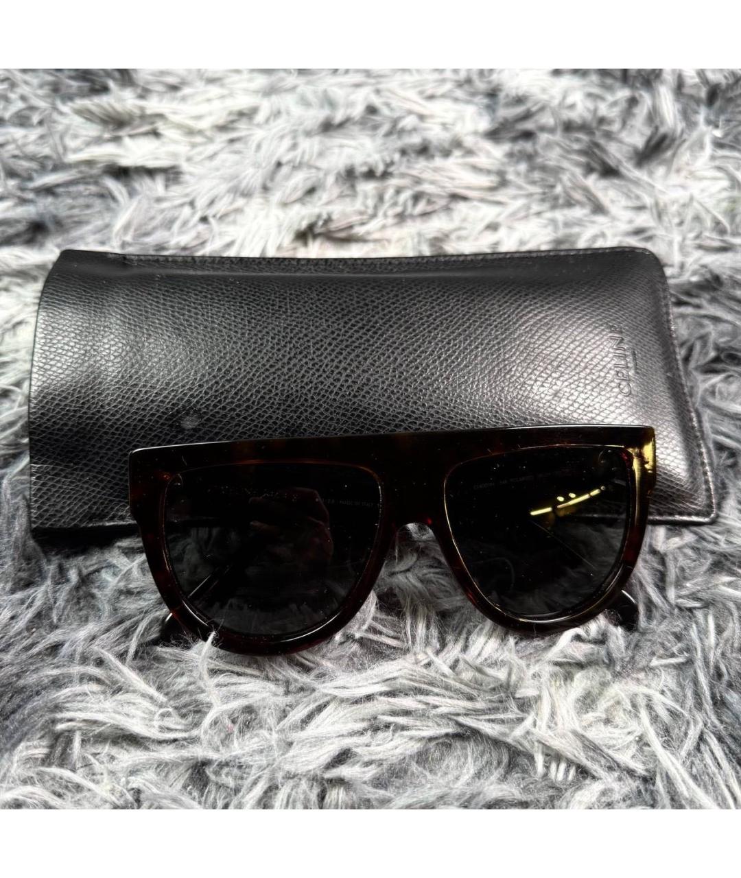 CELINE Коричневые пластиковые солнцезащитные очки, фото 8
