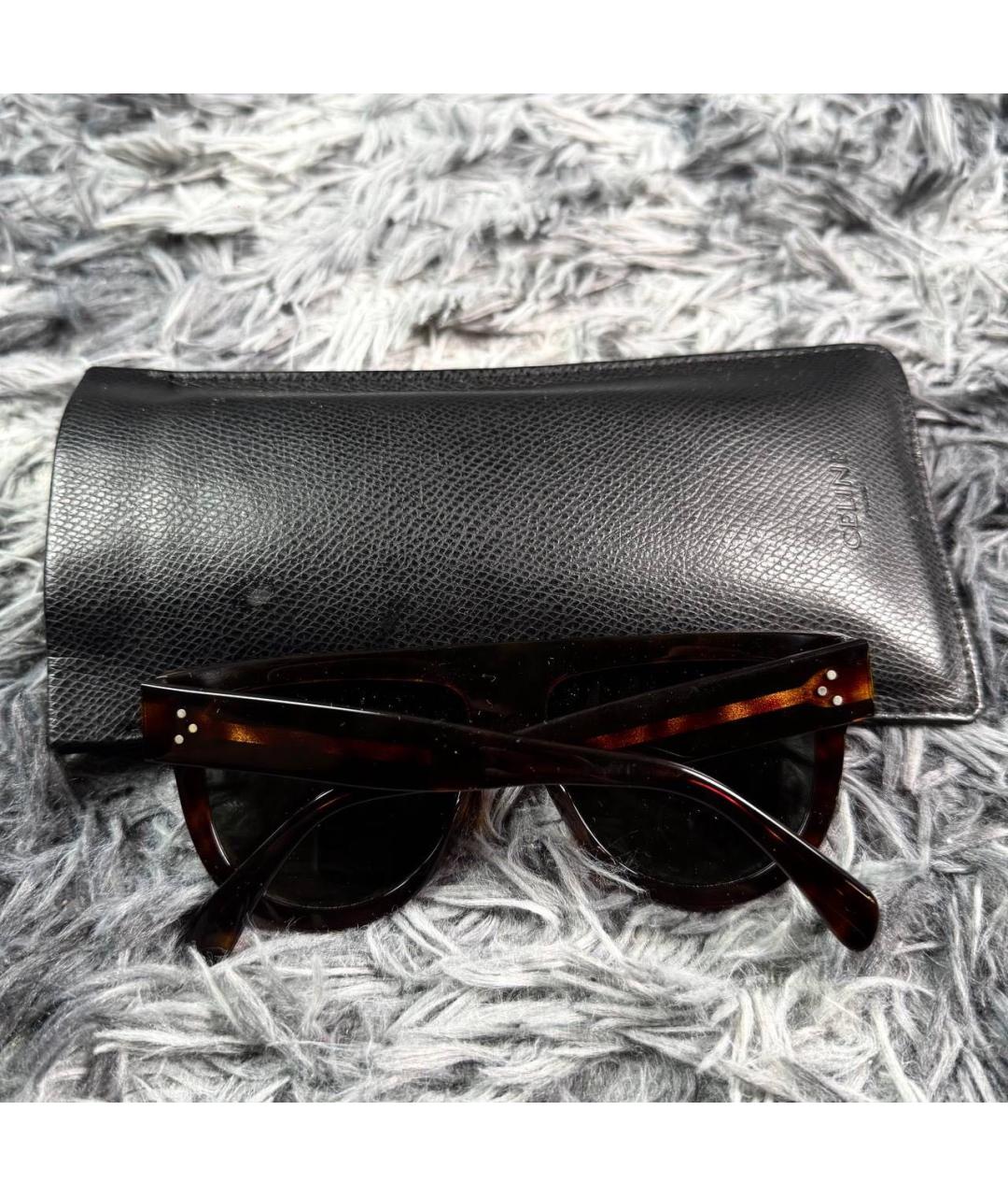 CELINE Коричневые пластиковые солнцезащитные очки, фото 2