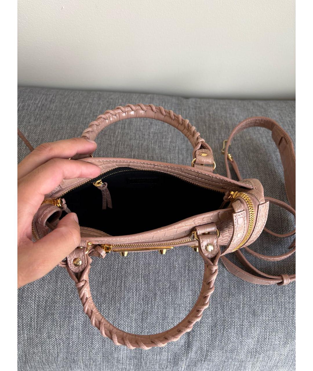 BALENCIAGA Бежевая кожаная сумка с короткими ручками, фото 4