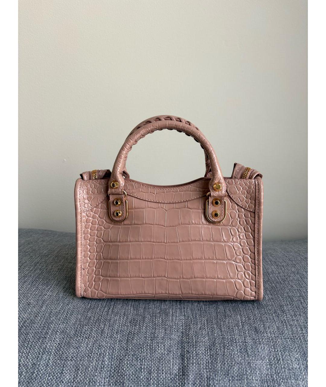 BALENCIAGA Бежевая кожаная сумка с короткими ручками, фото 3