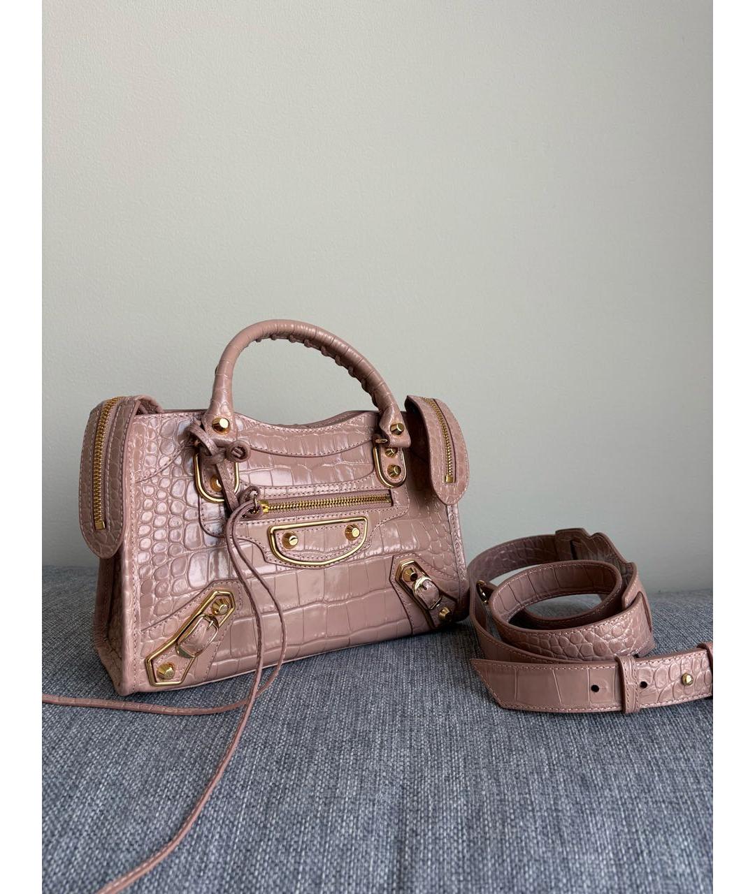 BALENCIAGA Бежевая кожаная сумка с короткими ручками, фото 2