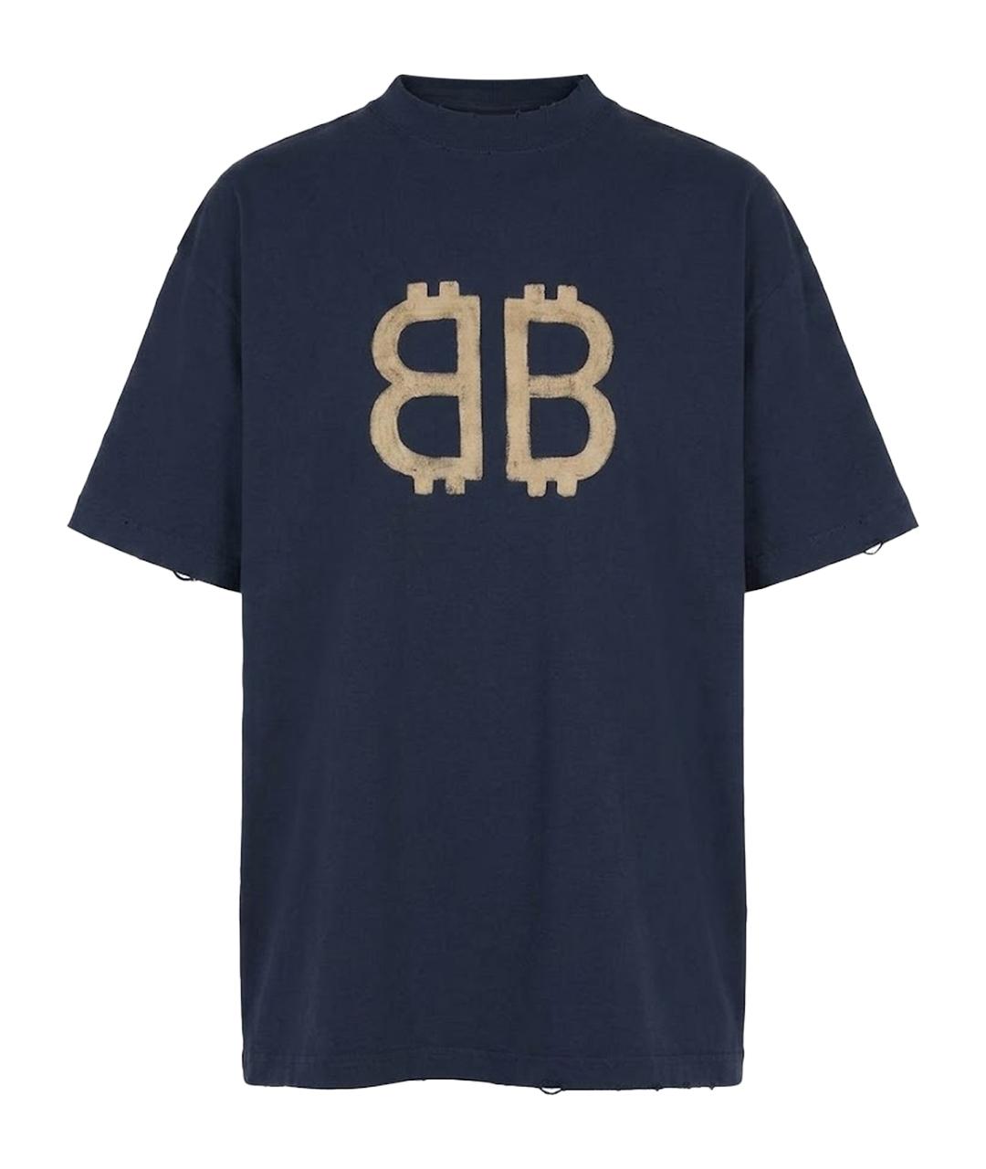 BALENCIAGA Темно-синяя футболка, фото 1