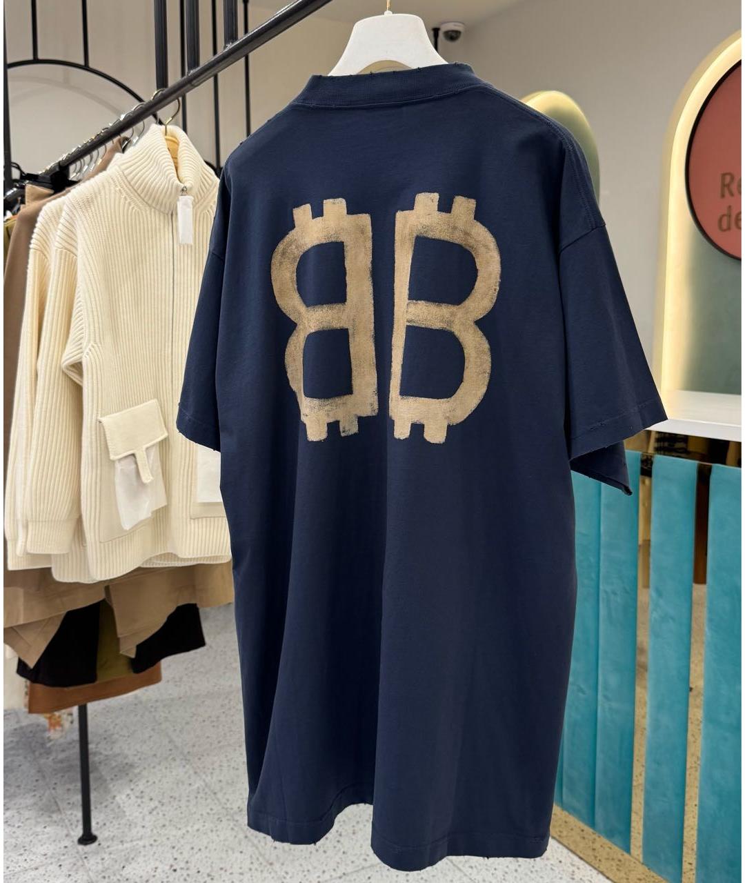 BALENCIAGA Темно-синяя футболка, фото 2