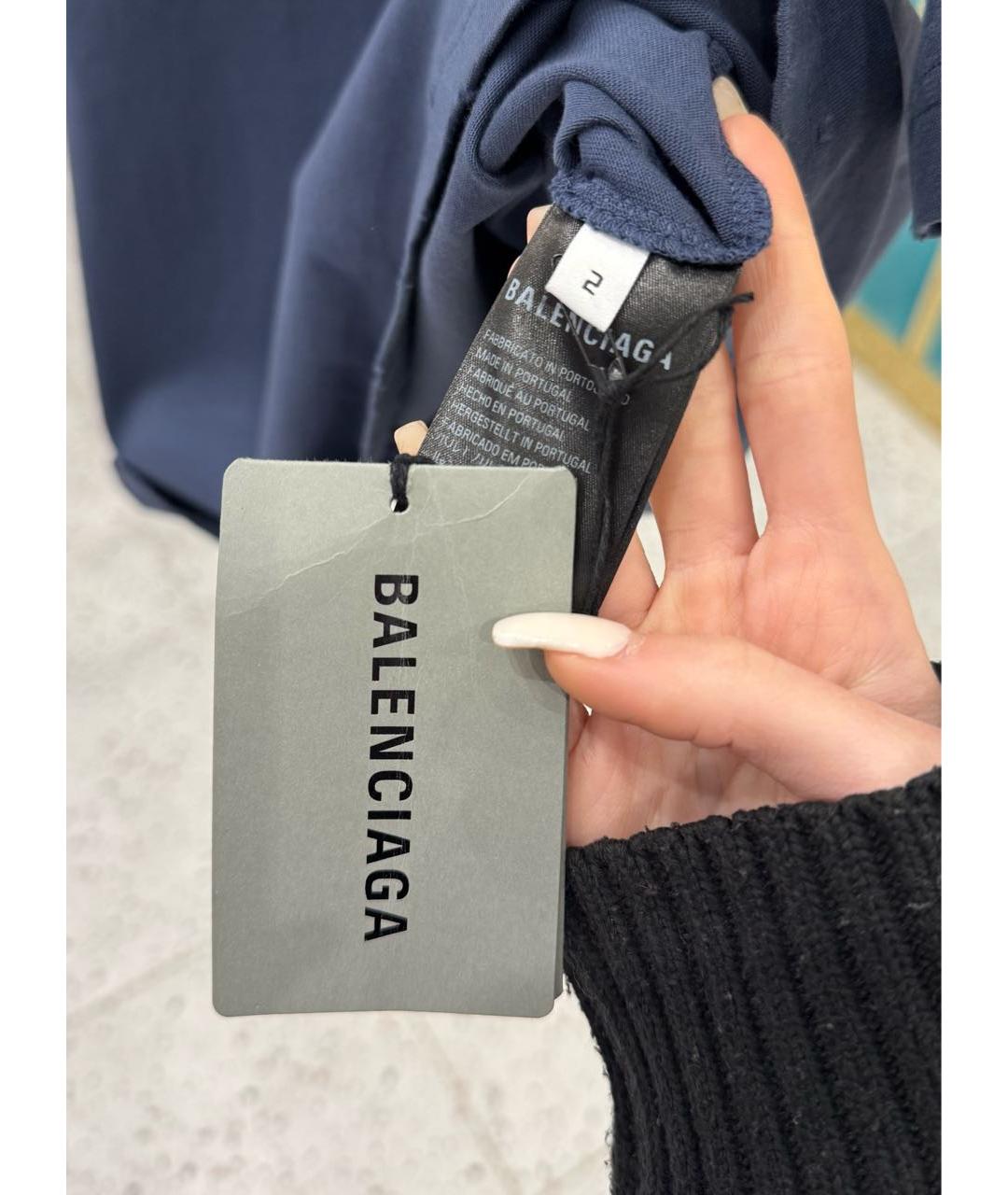 BALENCIAGA Темно-синяя футболка, фото 4