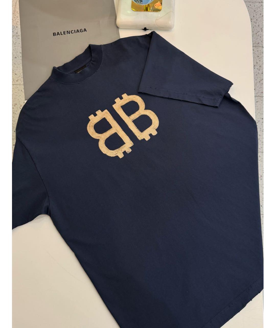 BALENCIAGA Темно-синяя футболка, фото 5