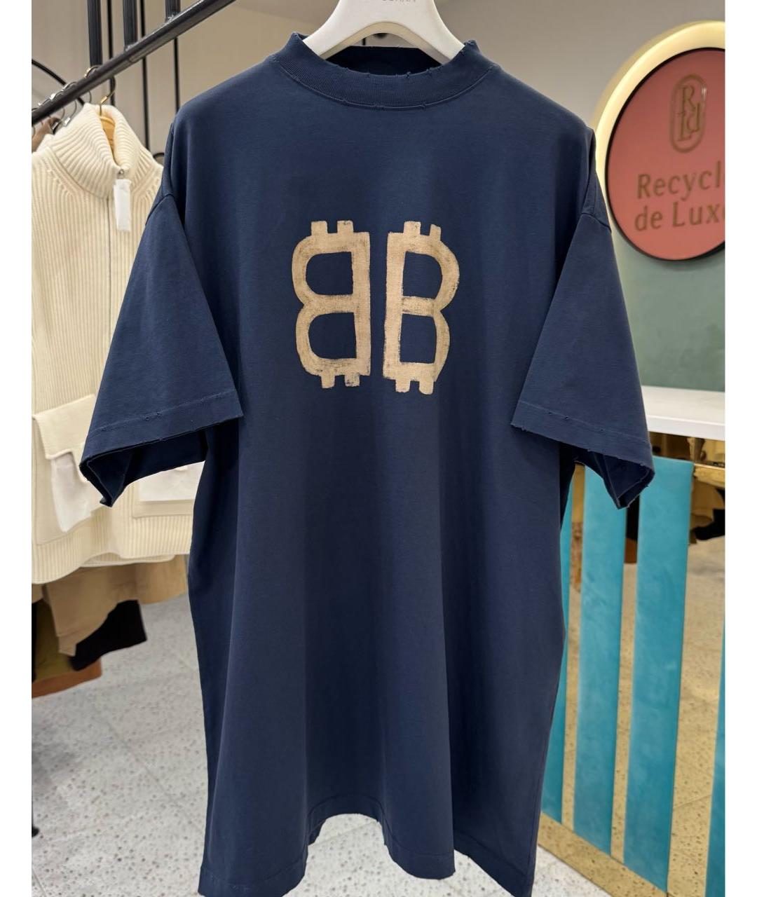 BALENCIAGA Темно-синяя футболка, фото 7