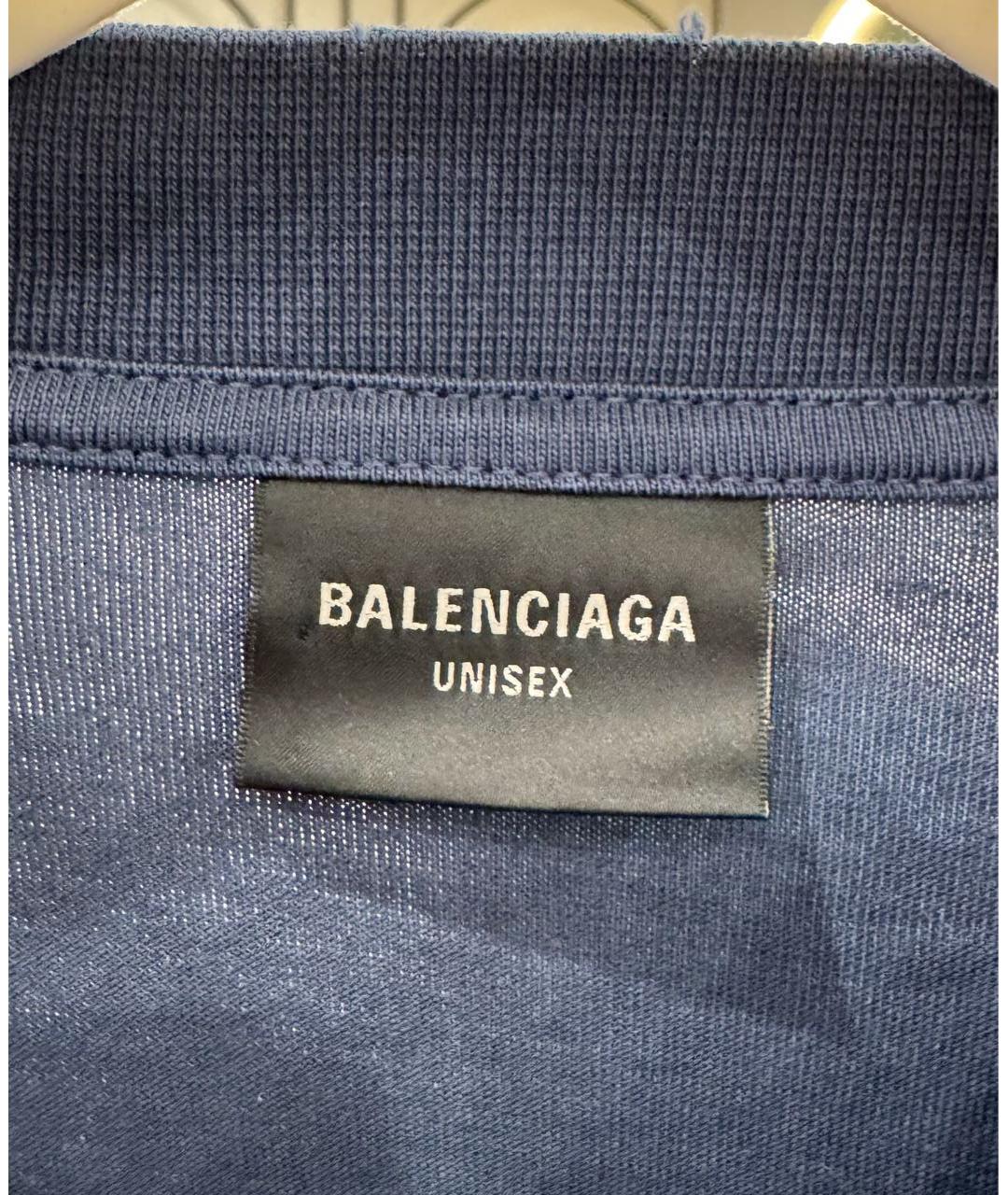 BALENCIAGA Темно-синяя футболка, фото 3