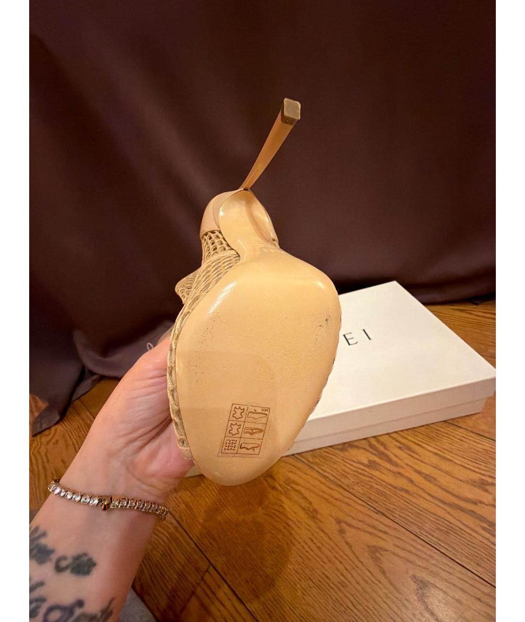 CASADEI Бежевые кожаные босоножки, фото 7