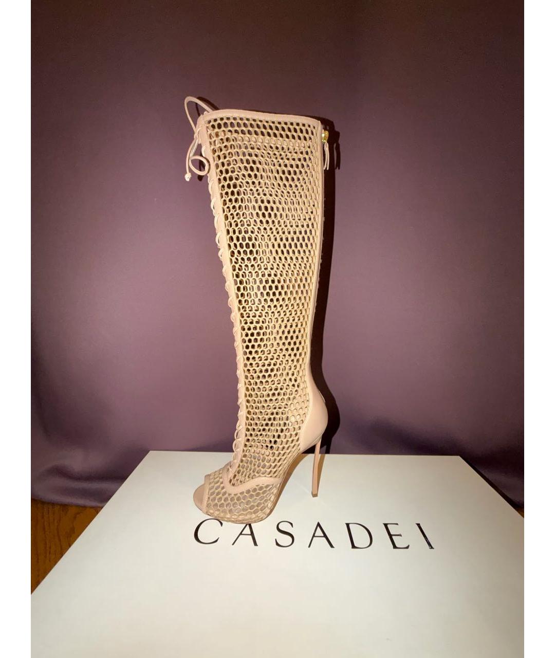 CASADEI Бежевые кожаные босоножки, фото 9