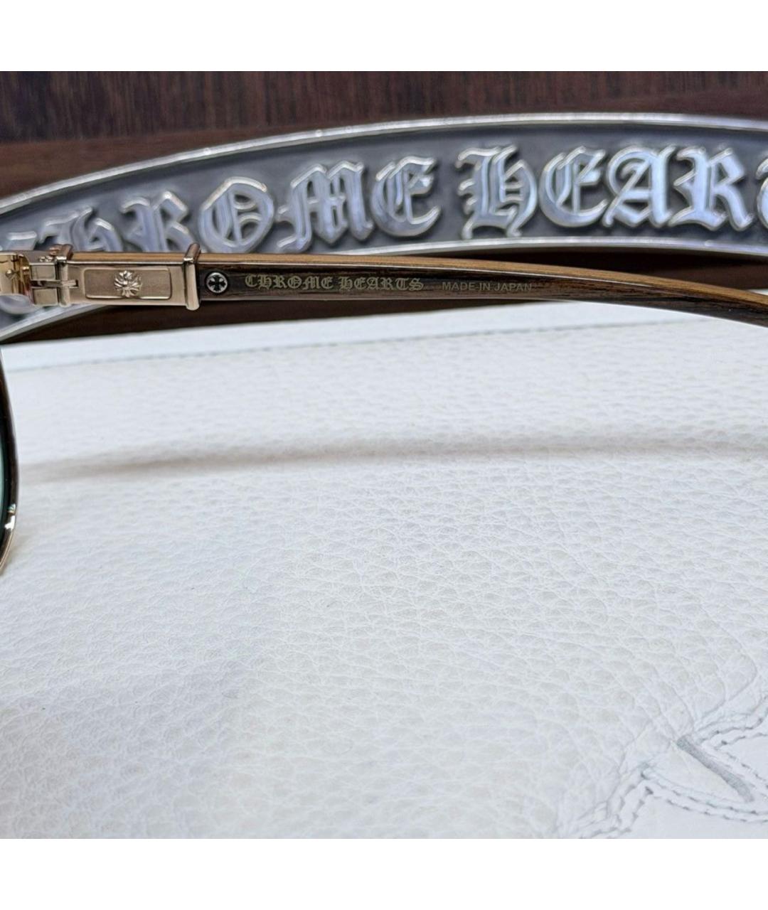 CHROME HEARTS Золотые металлические солнцезащитные очки, фото 8