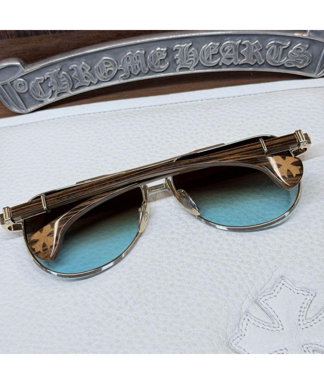 CHROME HEARTS Золотые металлические солнцезащитные очки, фото 4