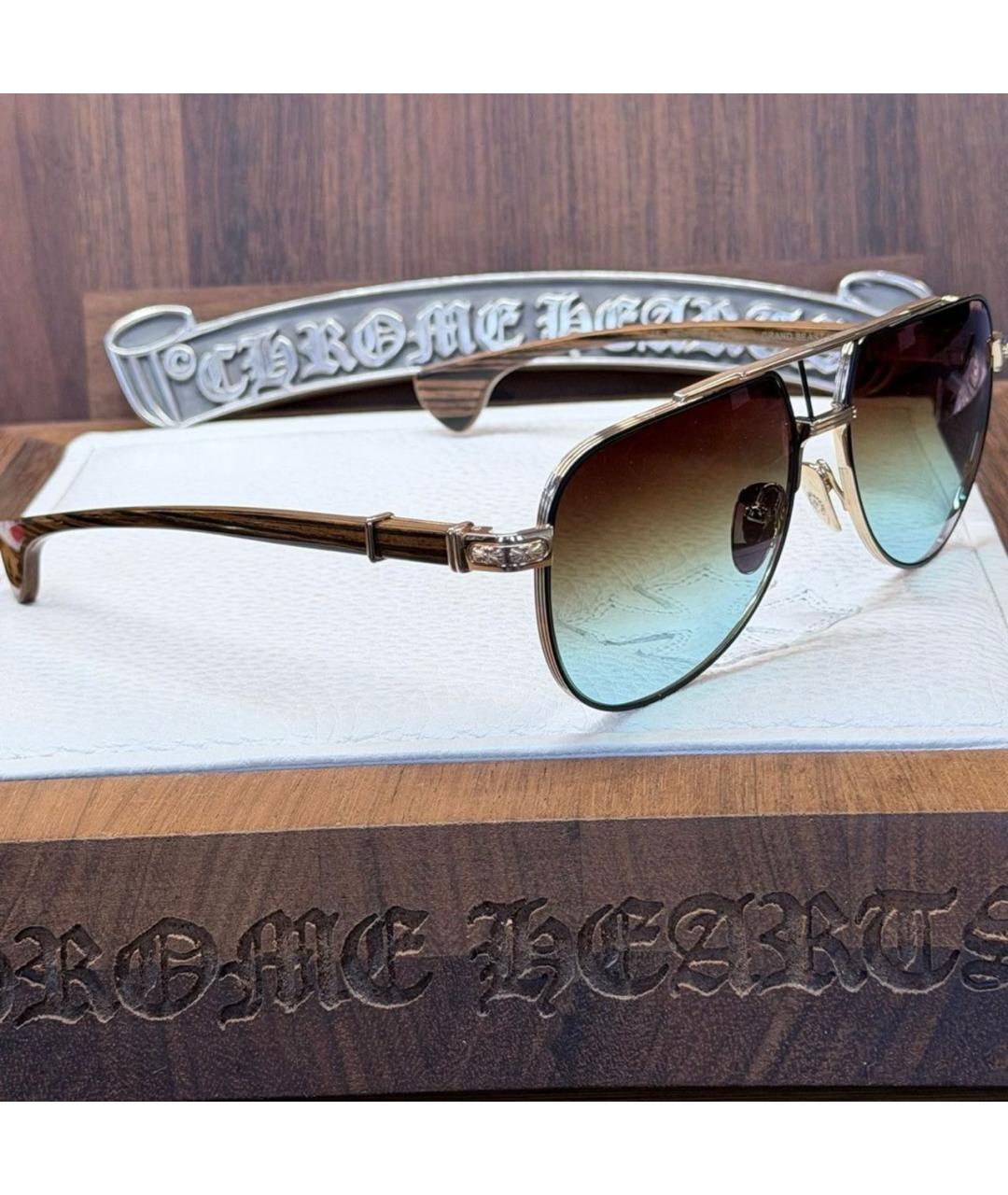 CHROME HEARTS Золотые металлические солнцезащитные очки, фото 2