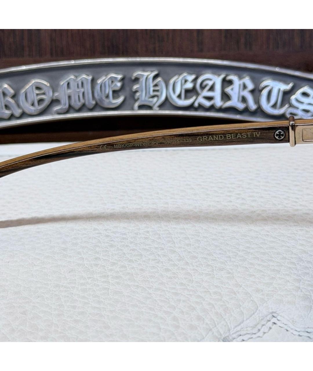 CHROME HEARTS Золотые металлические солнцезащитные очки, фото 7