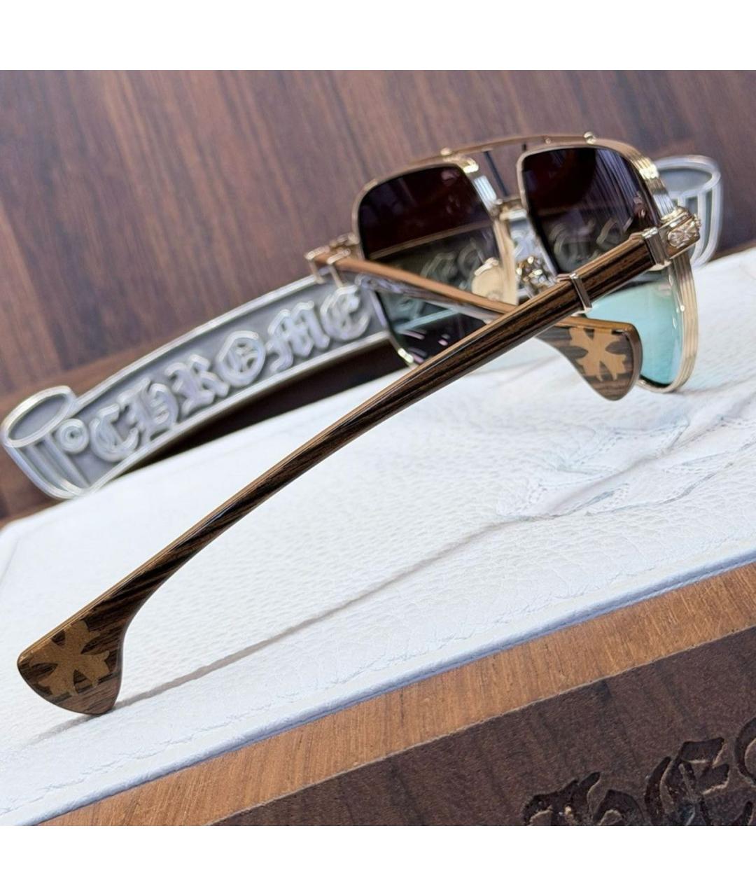 CHROME HEARTS Золотые металлические солнцезащитные очки, фото 6