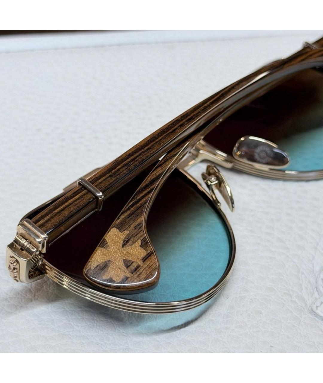 CHROME HEARTS Золотые металлические солнцезащитные очки, фото 5