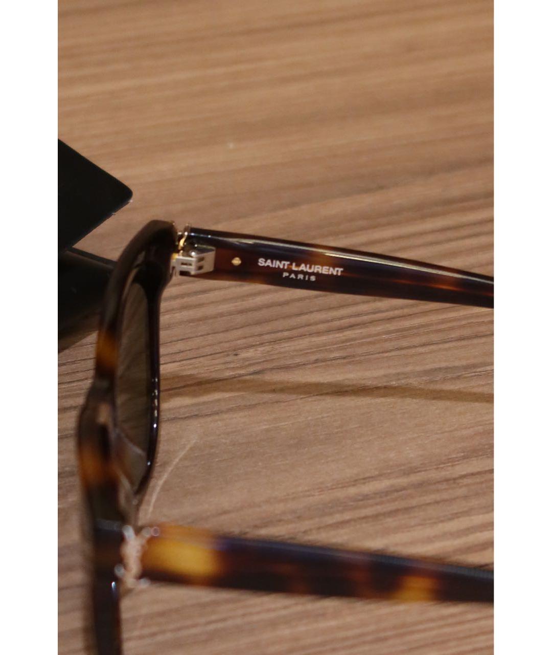 SAINT LAURENT Коричневые пластиковые солнцезащитные очки, фото 5