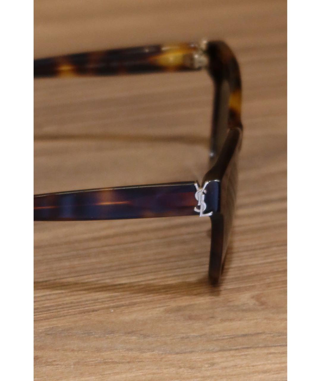 SAINT LAURENT Коричневые пластиковые солнцезащитные очки, фото 4