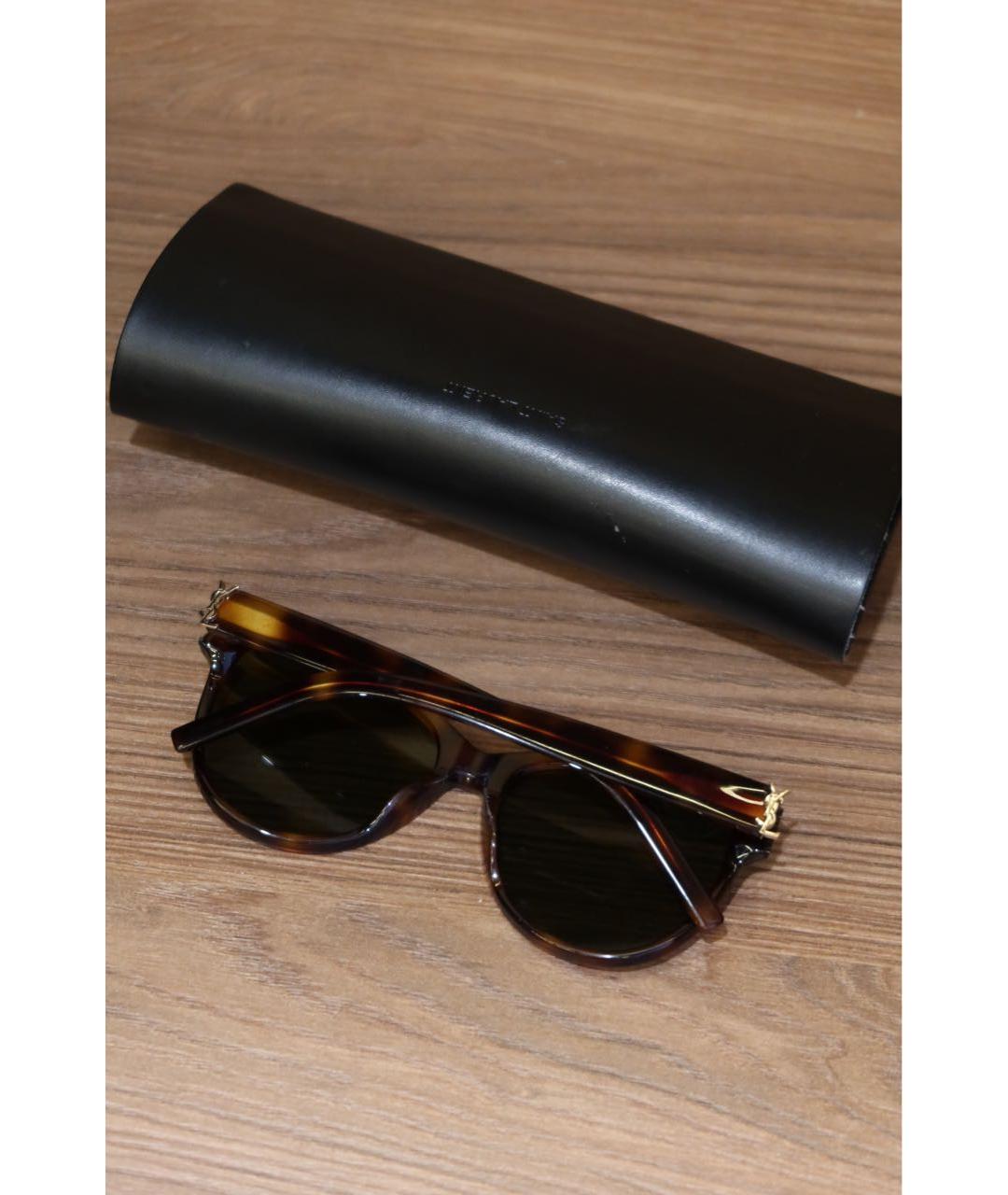 SAINT LAURENT Коричневые пластиковые солнцезащитные очки, фото 3